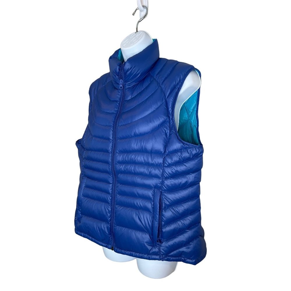 Bernardo Goose Down Puffer Vest Womens Extra Large Blue Full Zip - Picture 2 of 4